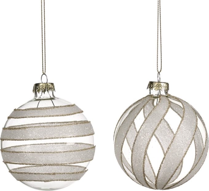Goodwill Kerstbal Glas Wit D 8 cm Voordeelass. Per 2 Stuks