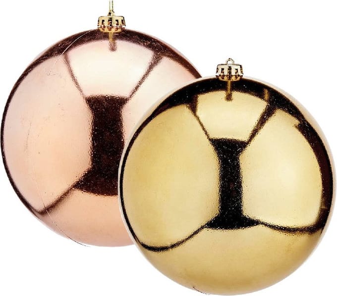 Gerimport Grote decoratie kerstballen - 2x - goud en champagne - D20 cm - kunststof