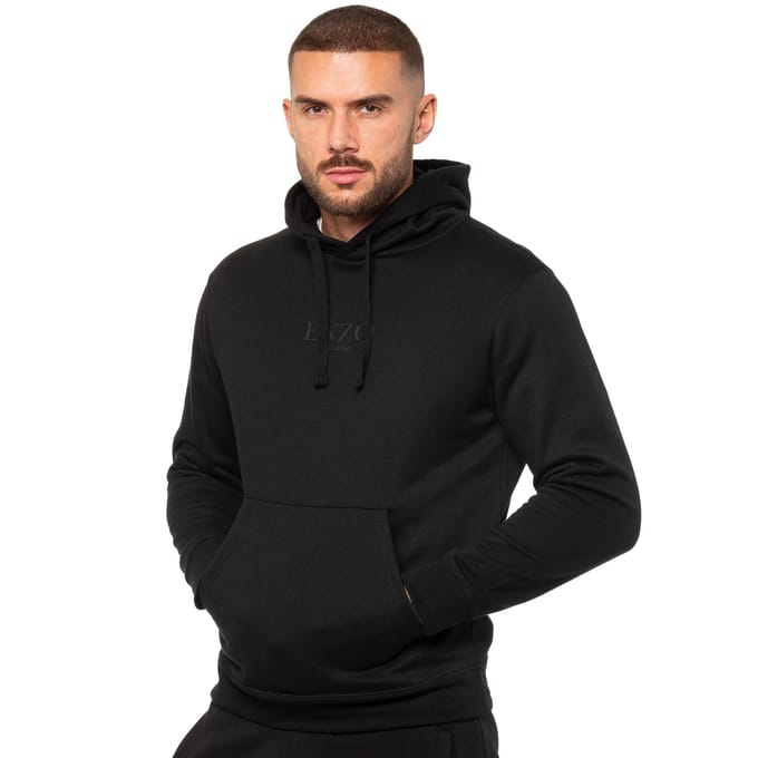 Enzo | Heren Pullover Hoodie - Zwart