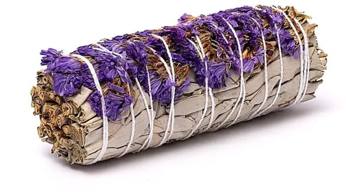 Witte salie smudge met paarse sinuata set van 2