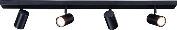 Ledvion LED Plafondspot Zwart 4-lichts Rechthoek GU10 3W warm wit