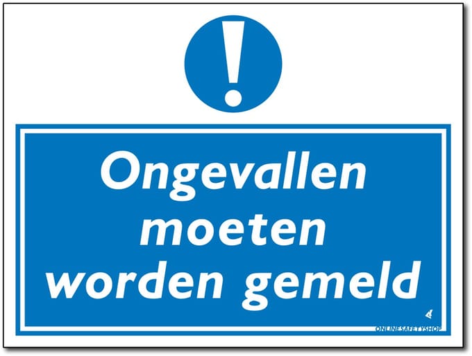 Ongevallen melden bord - Aluminium - 30 x 40 cm