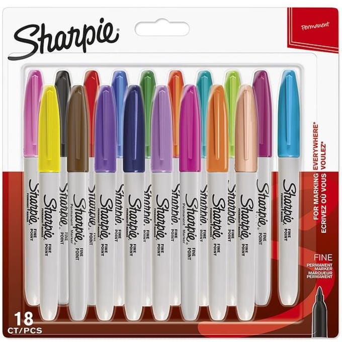 Sharpie Permanente Markers | Fijne Punt | Assortiment Leuke Kleuren | 18 Stuks