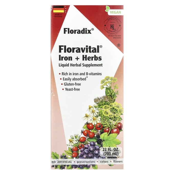 Floradix, Floradix, Floravital IJzer + Kruiden, 23 fl oz (700 ml)