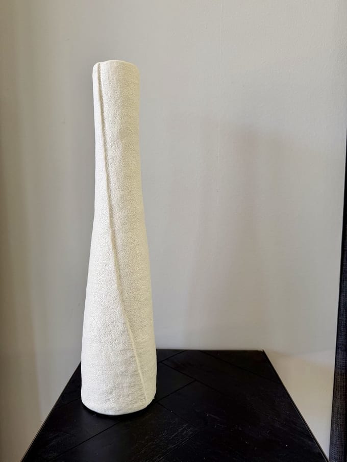 Vaas deco Ø11x45 cm SETIMMO keramiek mat creme