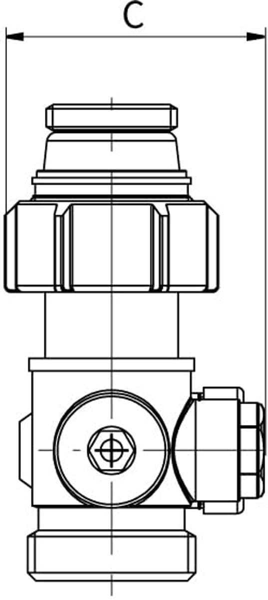 Aansluitmodule voor radiatoren met geïntegreerde ventielen en binnendraad Rp 1/2"