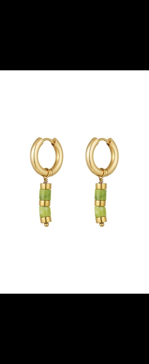 Oorbellen kraaltjes gouden details - goud/groen