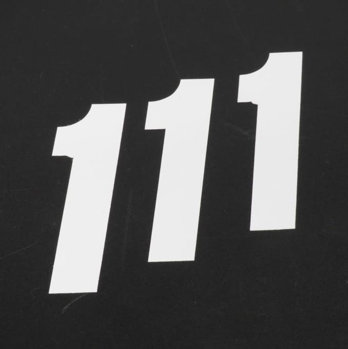 Set van 3 sticker racenummer een 1 wit Blackbird 100x50 voor motor