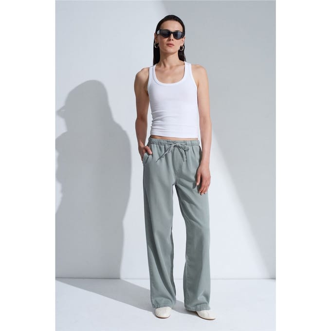 Hoge-Taille Brede Pijpen Denim Jeans