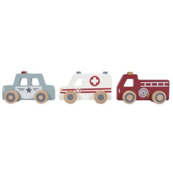 Little Dutch Hulpverleningsauto's 3-pack Auto's op schaal Voertuigen Houten speelgoed