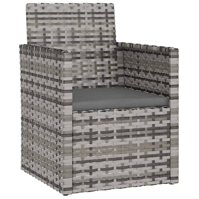 vidaXL - 4-delige - Loungeset - met - kussens - poly - rattan - grijs