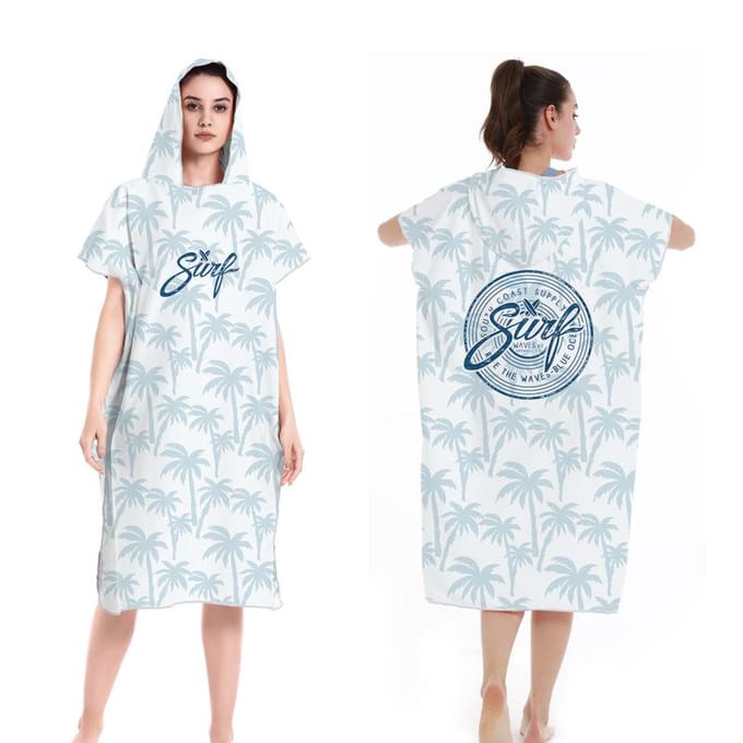 Poncho de Surf Serviette Microfibre Poncho de Surf à Capuche Robe de Bain pour se Changer Séchage Rapide Serviette de Plage Piscine avec Capuche Combinaison Néoprène 110X80cm