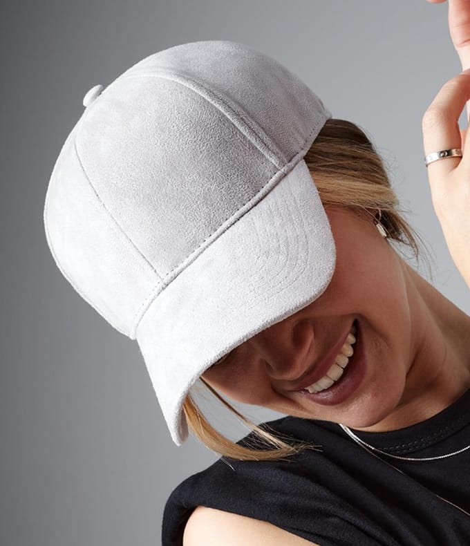 Suede Panel Cap ‘Beechfield’ Wit One Size