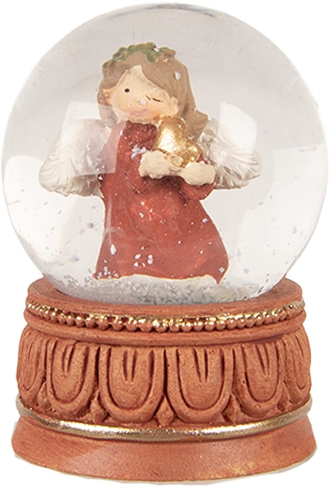 Clayre & Eef Sneeuwbol Ø 5x7 cm Rood Glas