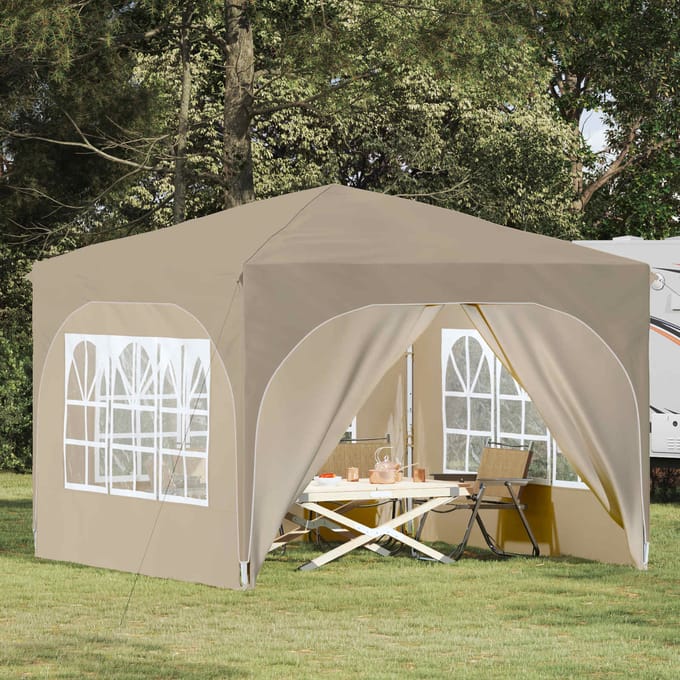 vidaXL - Pop-up - Feesttent - 290 - x - 290 - x - 245 - cm - Crèmekleurig