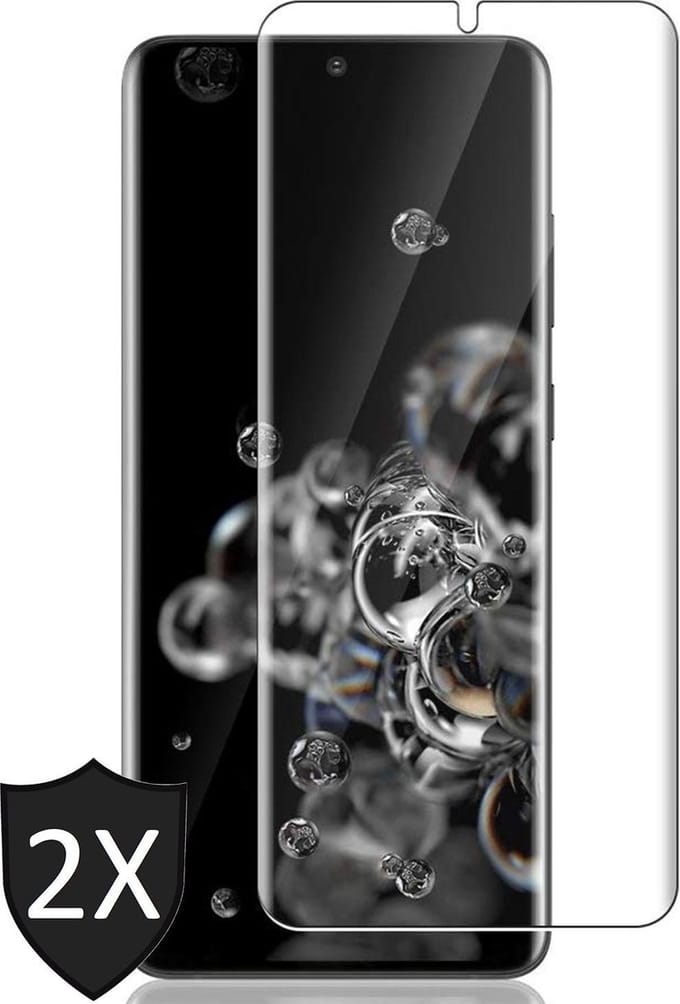 Screenprotector geschikt voor Samsung S20 Ultra - Full Glas PET Folie Screen Protector - 2 Stuks