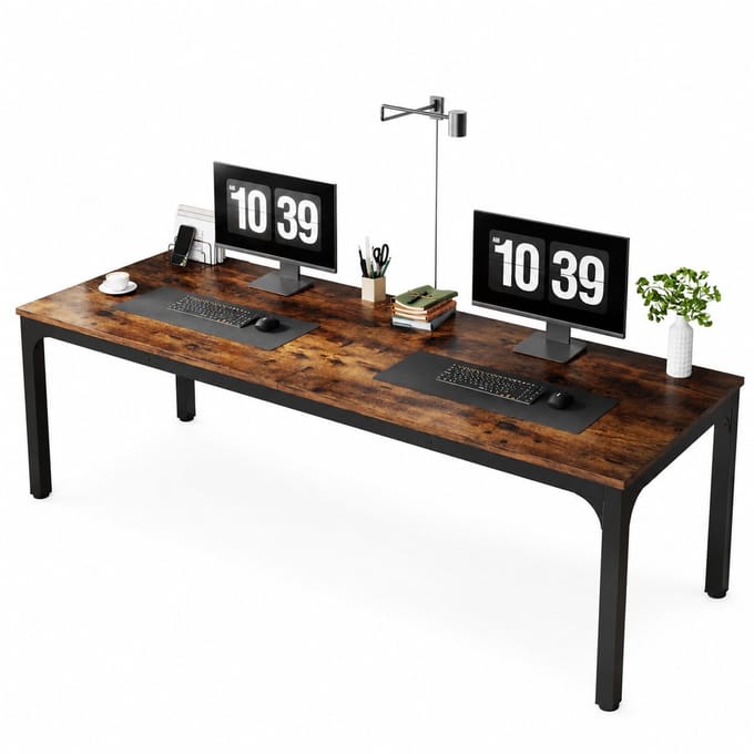CORE Bureau - 2 Persoons bureau - 200cm Extra lang computerbureau - Computertafel - Kantoorbureau - 200x70x75cm - Rustiek bruin