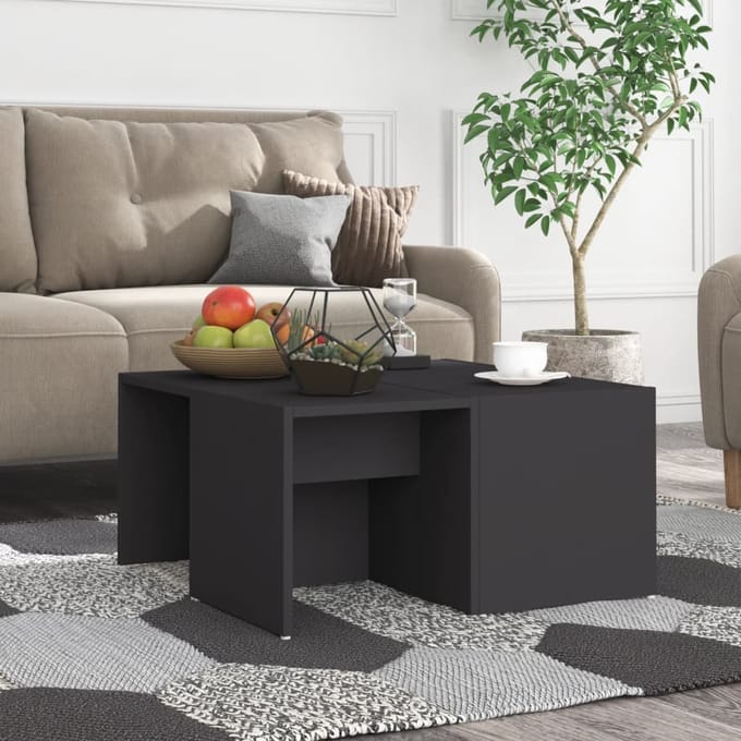 vidaXL - Salontafels - 4 - st - 33x33x33 - cm - bewerkt - hout - grijs