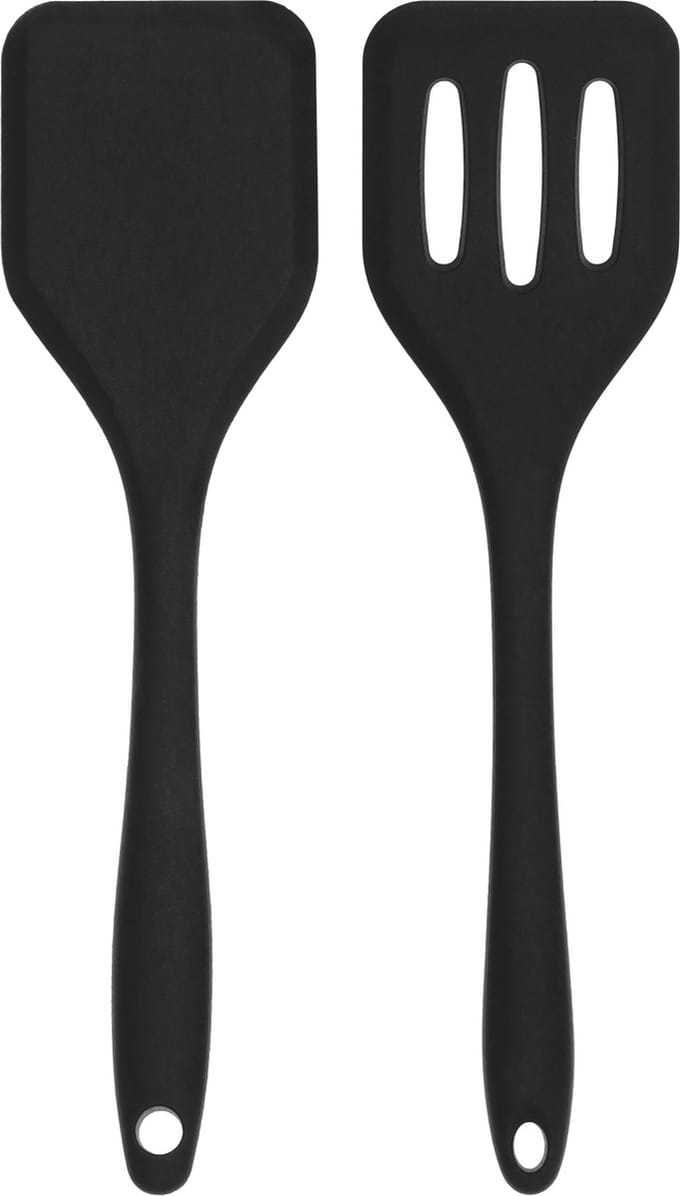 Krumble Mini Spatels - Set van 2 - Gourmetspatels - Keukengerei - Kleine spatels - Zwart - Siliconen