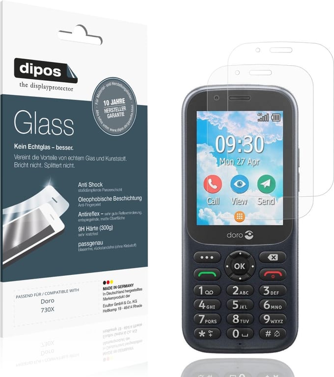 dipos – 2x Matte Pantserfolie geschikt voor Doro 730X | 9H Screenprotector