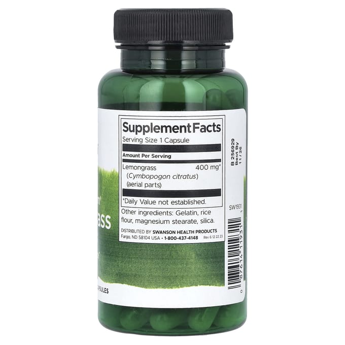 Volledig Spectrum Citroengras, 400mg, 60 Capsules