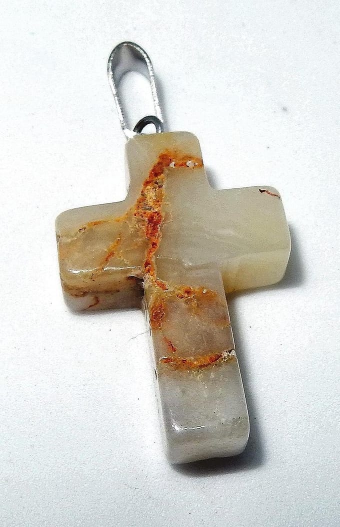Jaspis landschap Kruis Hanger aan ketting