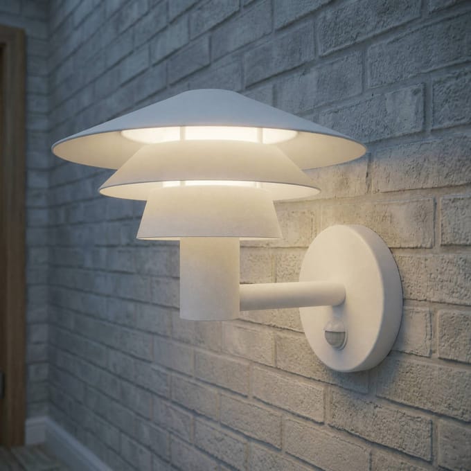 Lucande LED buiten wandlamp Montaro, wit, IP54, sensor