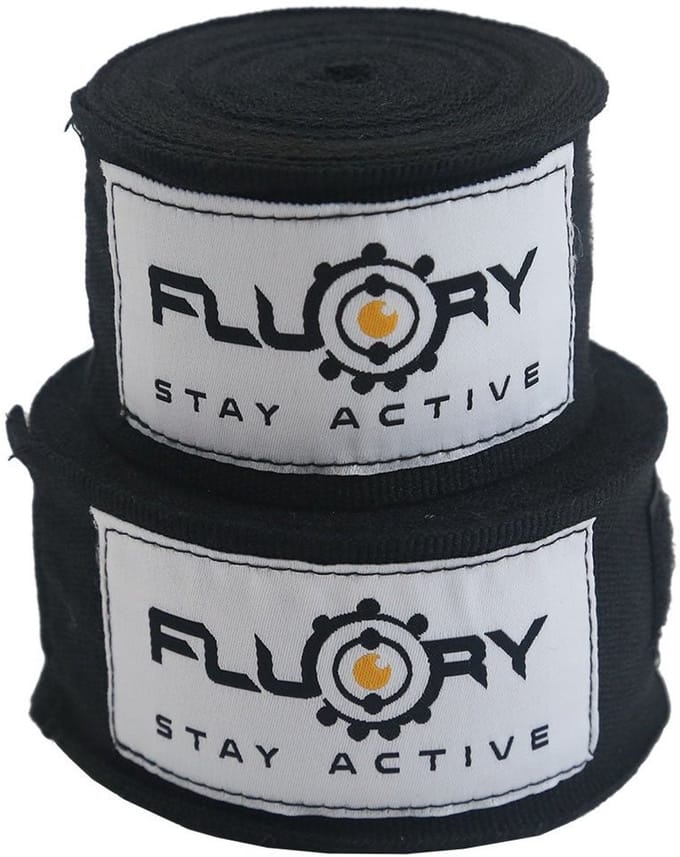 Fluory Boksbandages / Handwraps – Zwart – 400 cm – per Paar -