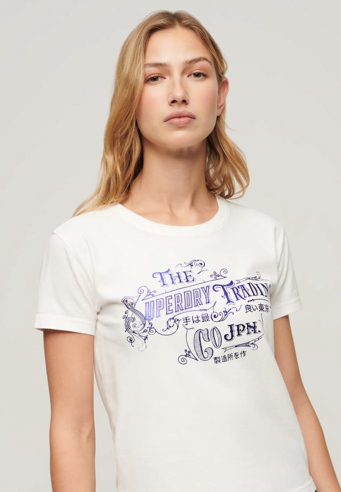 Superdry - Aansluitend Workwear T-shirt met folieprint - Dames - T-shirts