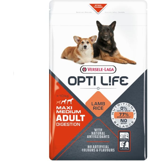 2x12,5kg Digestion Adult Medium & Maxi Opti Life Hondenvoer