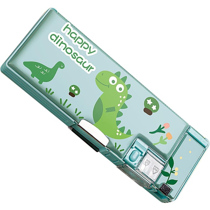 Etui Schattige Cartoonstijl Dubbelzijdig Ingebouwde Puntenslijper Draagbaar Grote Capaciteit Grote Potlood Cute Dragon white