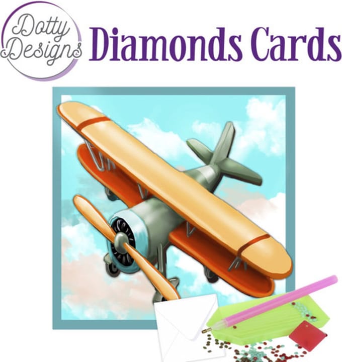 Diamond Painting Dotty Design Diamonds Cards | Vintage Biplane DDDC1033