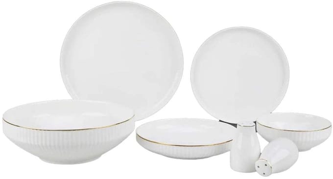 Borneo - Porseleinen Serviesset - 27-delig - Wit/Goud - 6-Persoons - Dinerset