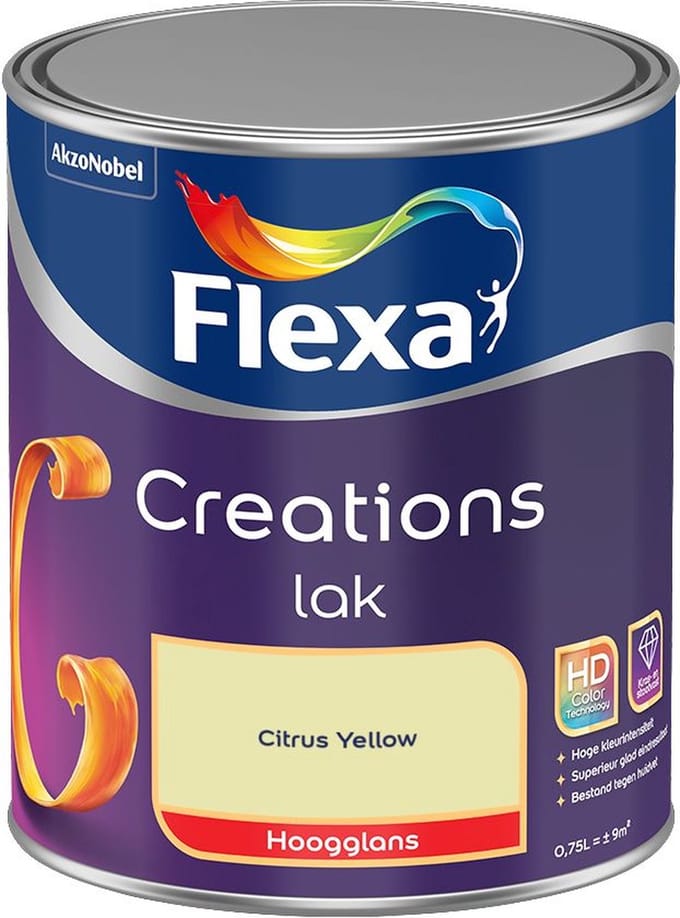 Flexa - Creations Lak Hoogglans - Citrus Yellow - Mengverf - 750 Ml