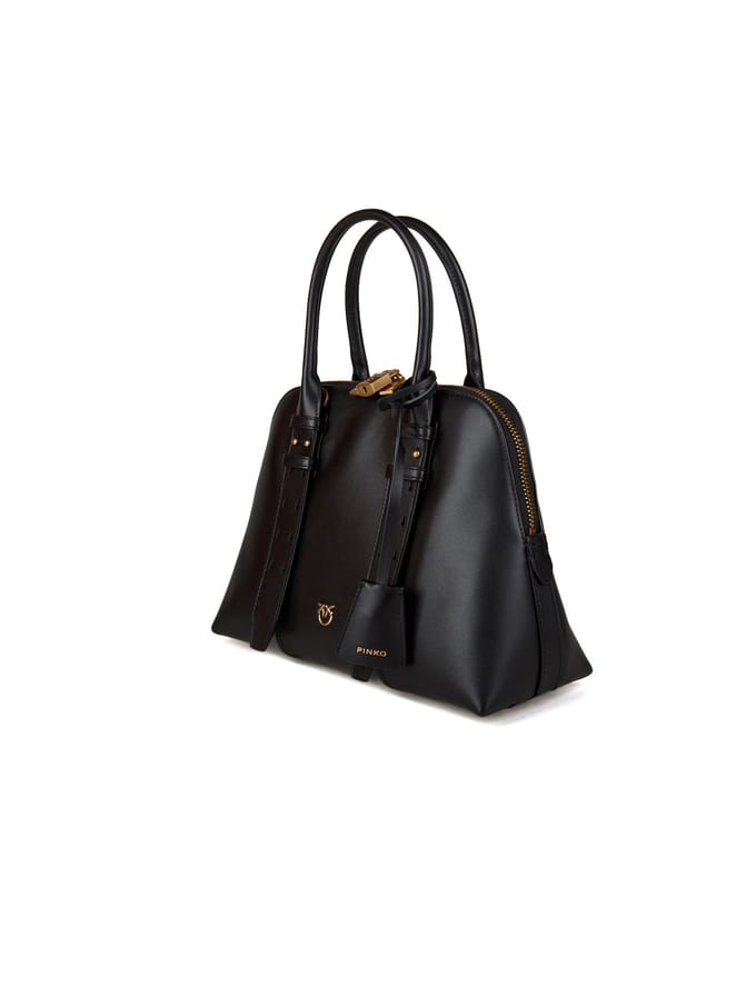 PINKO handtas schoudertas Bowling Bag Vitello Mor Black - Antique Gold zwart