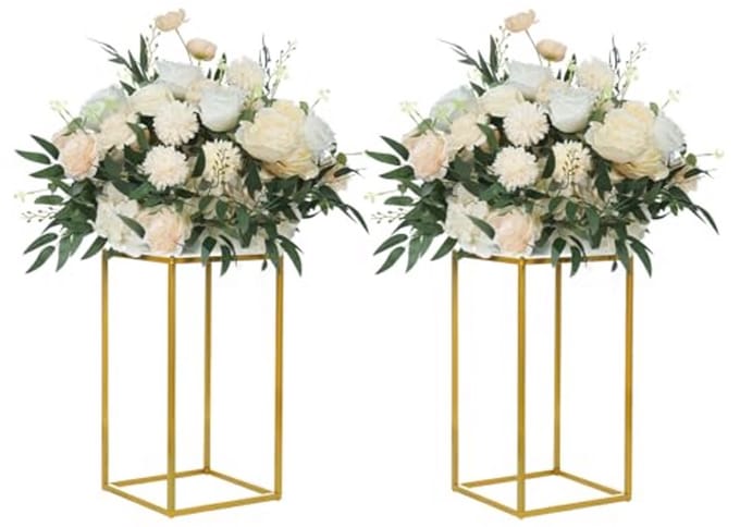 Gouden Bruiloft Bloem Stand - 2Pack Geometrische Vaas voor Party en Thuis Decoraties