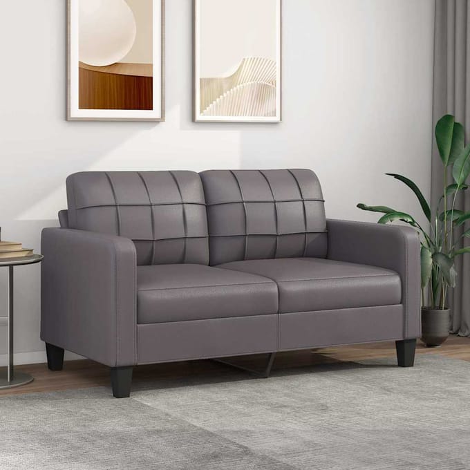 vidaXL - Tweezitsbank - 140 - cm - kunstleer - grijs