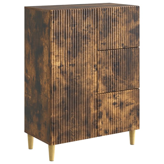 vidaXL - Dressoir - met - lade - Gerookt - eiken - 66 - x - 34,5 - x - 90 - cm - Bewerkt - hout