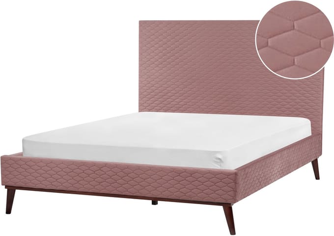 BAYONNE - Tweepersoonsbed - Roze - 140 x 200 cm - Fluweel