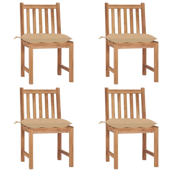 vidaXL - Tuinstoelen - 4 - st - met - kussens - massief - teakhout