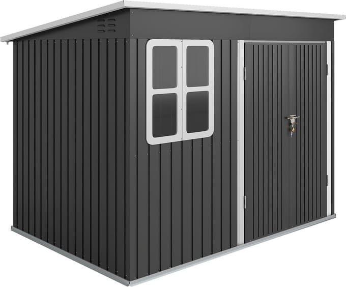 Fietsberging - Fietsenhok - Stalling - Tuinschuur - Huis - Overdekt - Donkergrijs - Scooter - Fiets