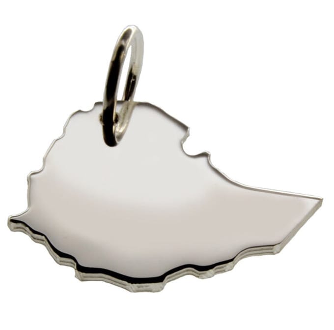 Zilveren Landkaart Ethiopië ketting hanger