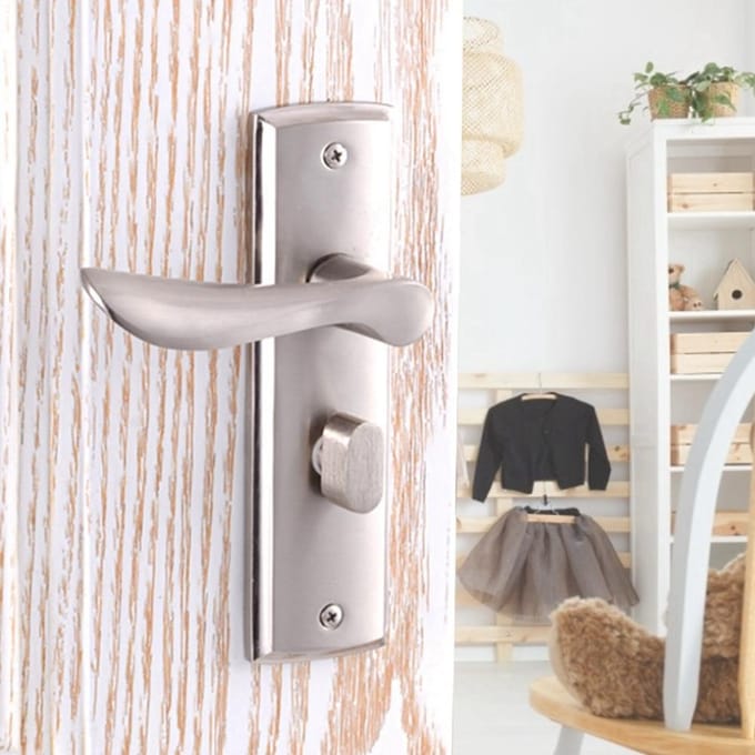 Serrure de sécurité intérieure en alliage d'aluminium Durable Poignée de porte de chambre à coucher et de toilette