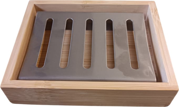 Bamboe - zeepbakje -met inox uitdruipbakje