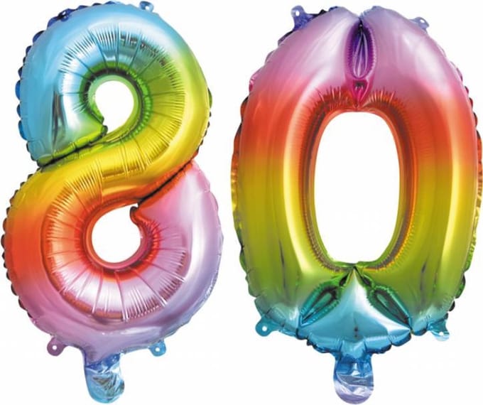 Folieballon nr. 80 Regenboog 86cm