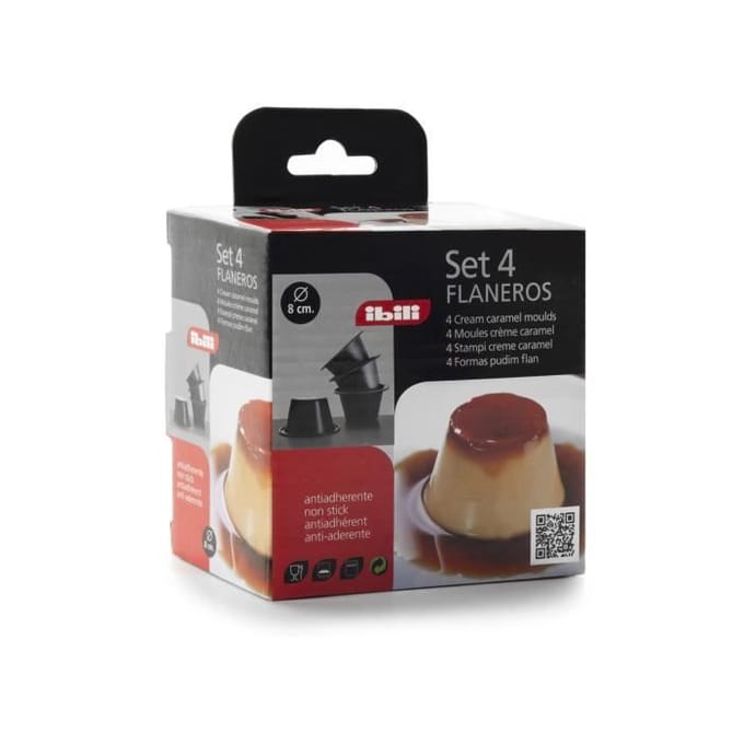 Crème caramelvormen - Ibili - 827800 - Anti-aanbakstaal - Set van 4 - Diameter 8 cm