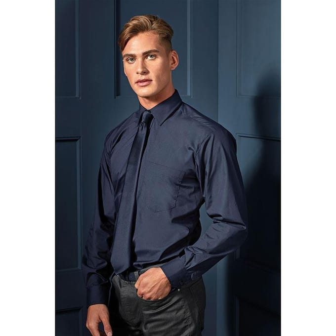 Premier Heren Premier Poplin Formeel Overhemd Met Lange Mouwen (Marine)