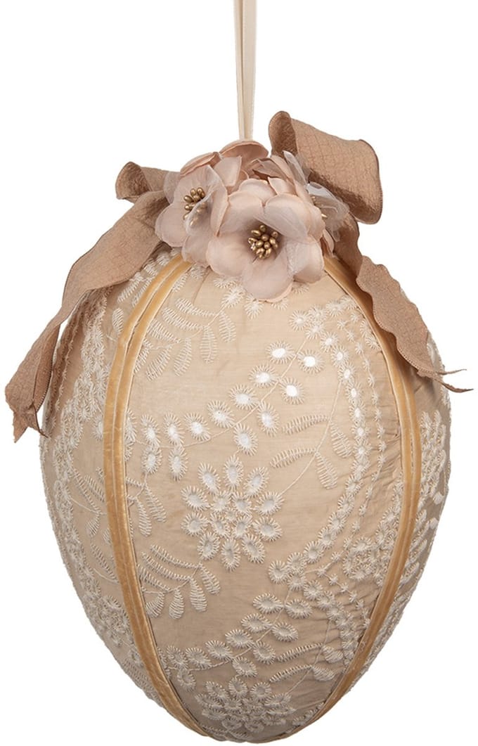 Clayre & Eef Paashanger Ei Ø 20x28 cm Beige Textiel