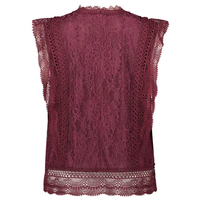 slim fit blouse van viscosemix met all-over kant