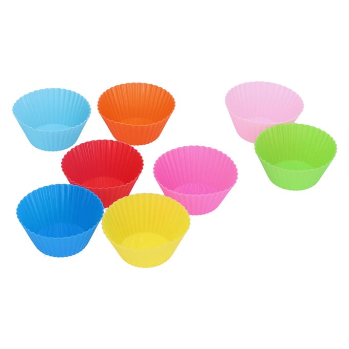 Lot de 8 moules à gâteaux ronds réutilisables en silicone de 7 cm (2,8 po) résistants à la chaleur multi